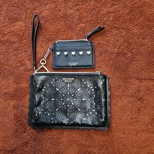 Victoria's Secret Black and Gold Wristlet with Cardholder